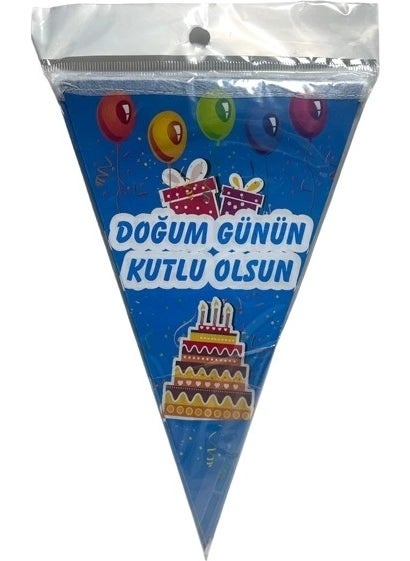 Flag Triangle Happy Birthday Text Blue -10119