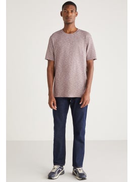 GRIMELANGE Abbott Men's Cotton Crew Neck Comfort Fit Special Textured Flecked Look Red T-Shirt  - Image 5