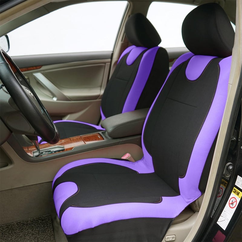 Bittwee 9PCS Car Seat Covers Full Set, Polyester Washable Vehicle 5-Seats Protectors with Headrest Cover, Comfortable Automobile Seat Interior Protection, Universal for Sedan Truck SUV (Purple) - Image 3