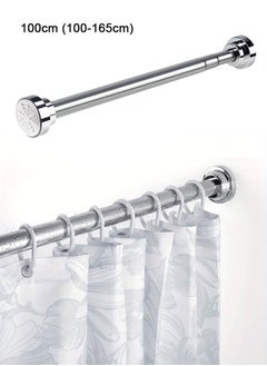 TAPIT Shower Curtain Rod, Adjustable Tension Spring, Shower Curtain Rod Tension, Telescopic Curtain Pole, Stainless Steel Extendable Clothes Rail Extendable Pole, No Drilling (100cm-165cm)  - Image 1