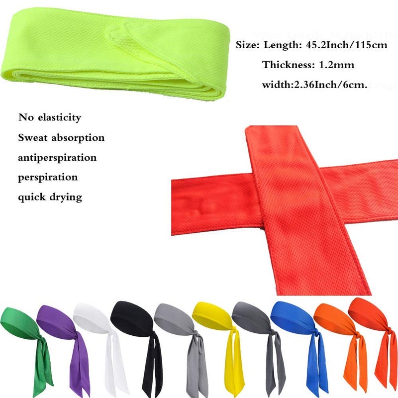 Caiuse Sweat Wicking Tie Headband - Bandana for Sports, Running, Football, Workout - Pirate Hairband for Men and Women (NEON1) - Image 2