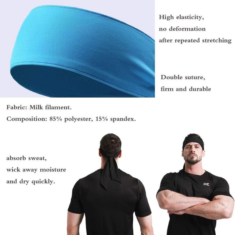 Caiuse Sweat Wicking Tie Headband - Bandana for Sports, Running, Football, Workout - Pirate Hairband for Men and Women (NEON1) - Image 4