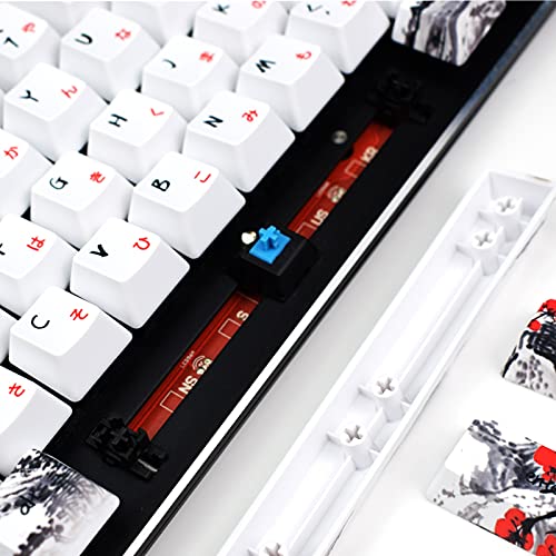 MOLGRIA Keycaps 71 Set for Gaming Mechanical Keyboard, Custom PBT OEM Profile Key caps Japanese Font with Keycap Puller for Cherry MX 71/61 60 Percent Keyboard(Plum Blossom) - Image 4