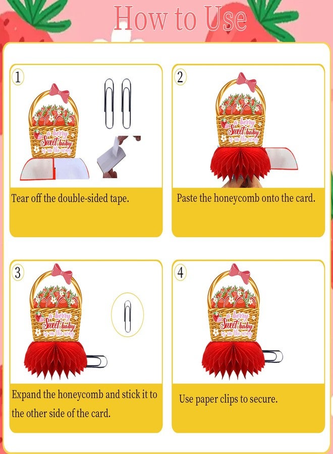 Refavor Strawberry Baby Shower Decorations, 12PCS Berry Sweet Honeycomb Centerpieces Decoration A Berry Sweet Baby Is on the Way Party Table Decor Supplies - Image 4