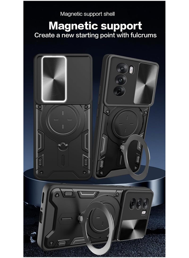 Armor Case for Tecno Camon 40 Pro with Slide Camera Cover, Grade Shockproof Case with Rotatable Big Ring Kickstand  - Image 3