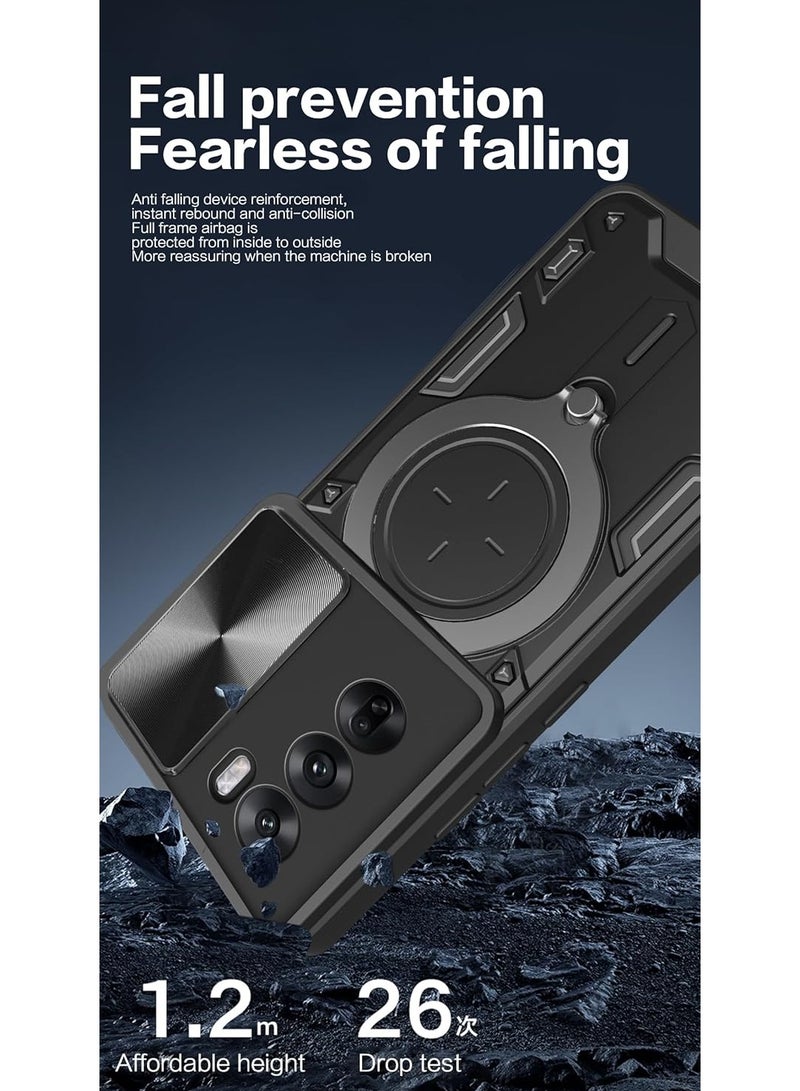 Armor Case for Tecno Camon 40 Pro with Slide Camera Cover, Grade Shockproof Case with Rotatable Big Ring Kickstand  - Image 4