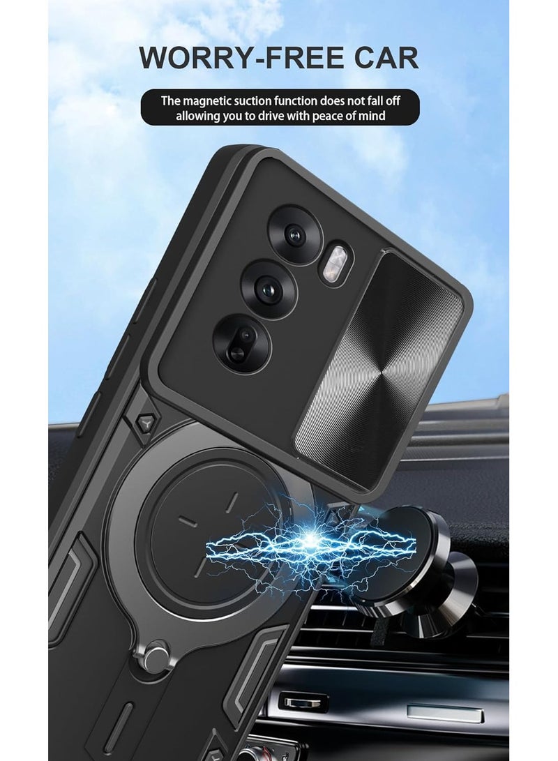 Armor Case for Tecno Camon 40 Pro with Slide Camera Cover, Grade Shockproof Case with Rotatable Big Ring Kickstand  - Image 5