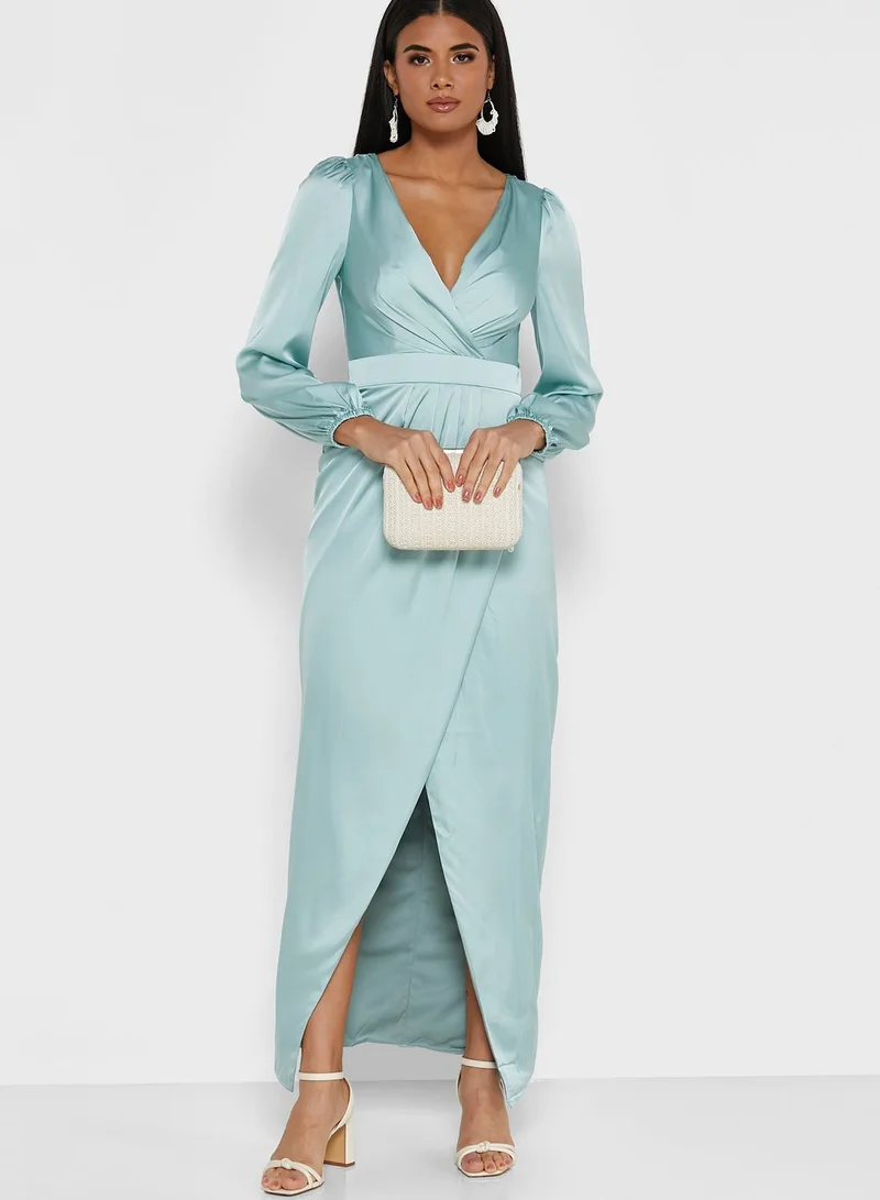 TFNC Wide Sleeve Plunge Neck Dress