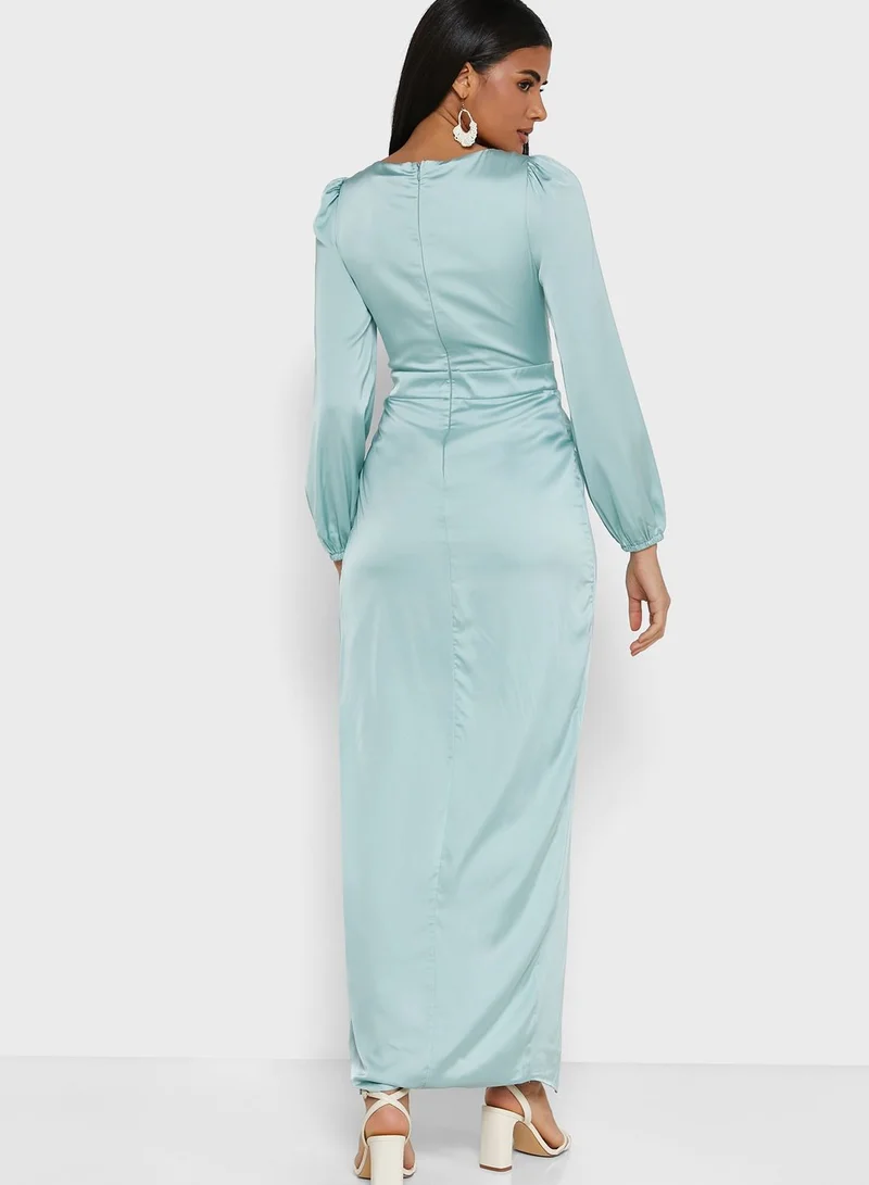 TFNC Wide Sleeve Plunge Neck Dress