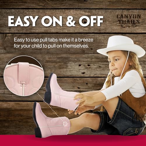 Canyon Trails Premium Kids Cowboy Boots - Comfort Fit Toddler Boots - Boys & Girls Durable & Stylish Western Wear for Young Riders (Brown) - Image 4