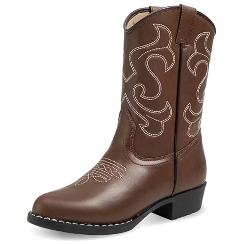 Canyon Trails Premium Kids Cowboy Boots - Comfort Fit Toddler Boots - Boys & Girls Durable & Stylish Western Wear for Young Riders (Brown) - Image 1