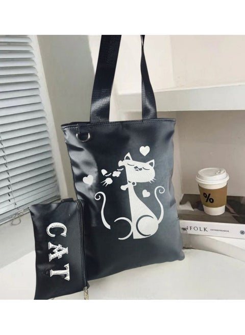 Waterproof shoulder bag with zipper and makeup bag