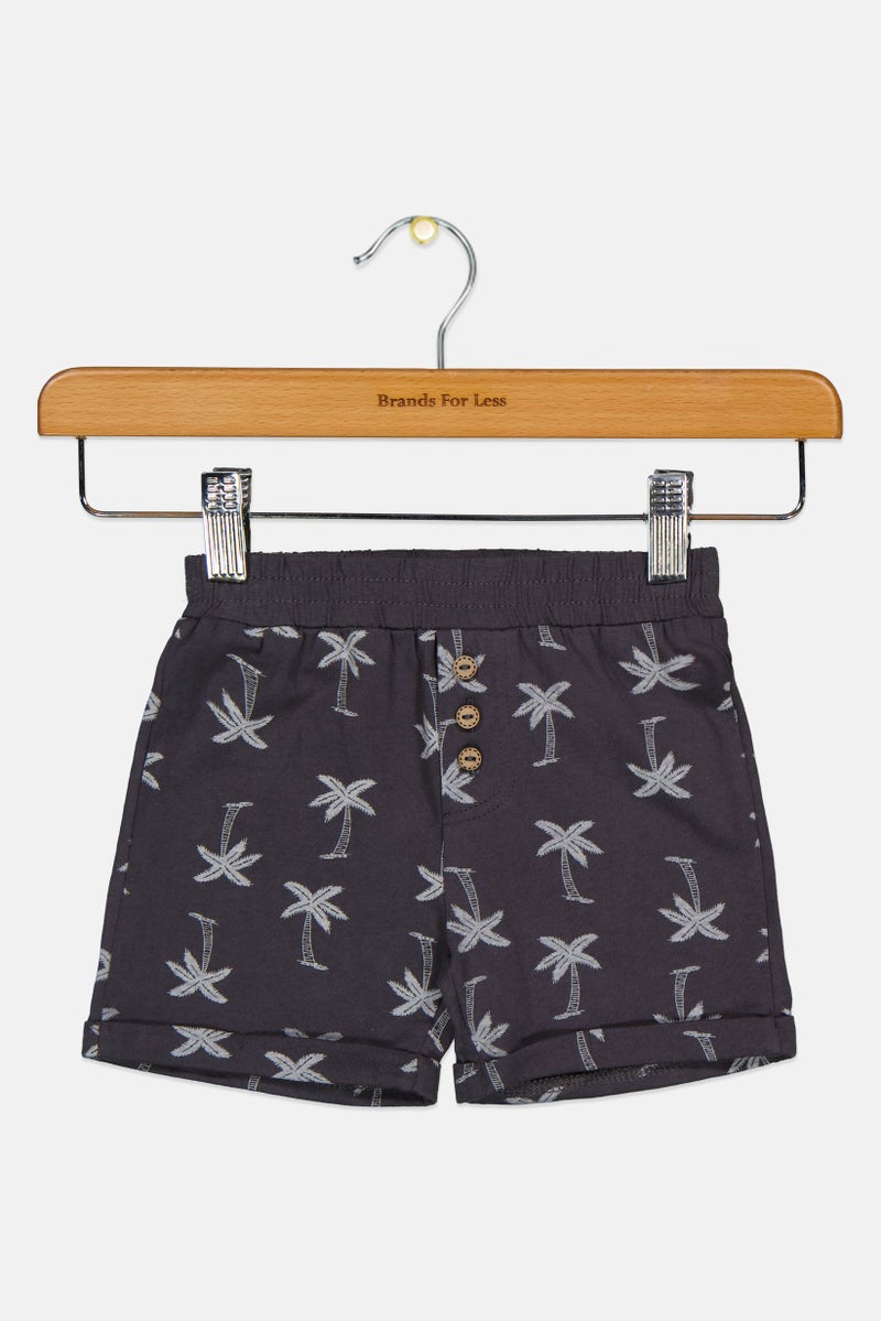 Cool Club Toddlers Boy Allover Print Shorts, Dark Grey - Image 1