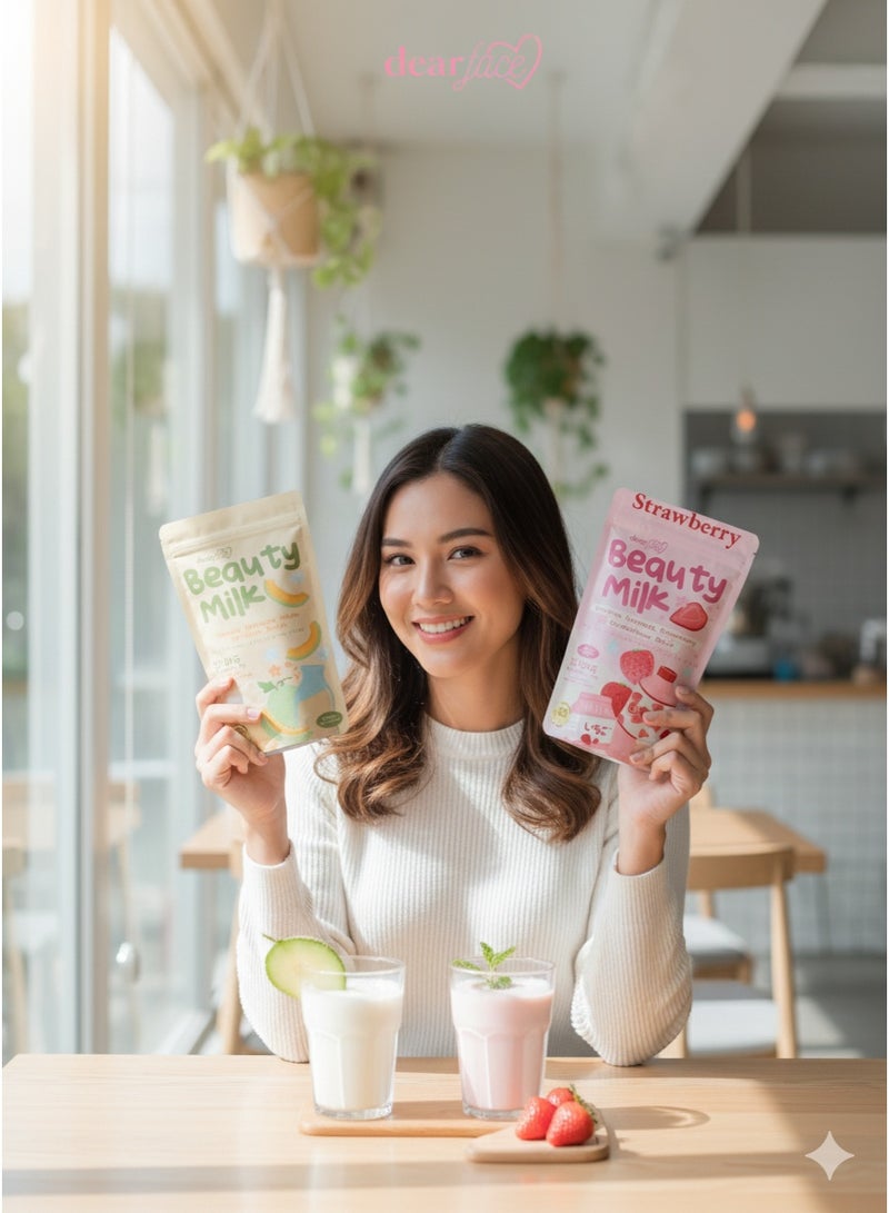 dear face Beauty Milk Japanese Collagen MELON & STRAWBERRY Drink - Image 4