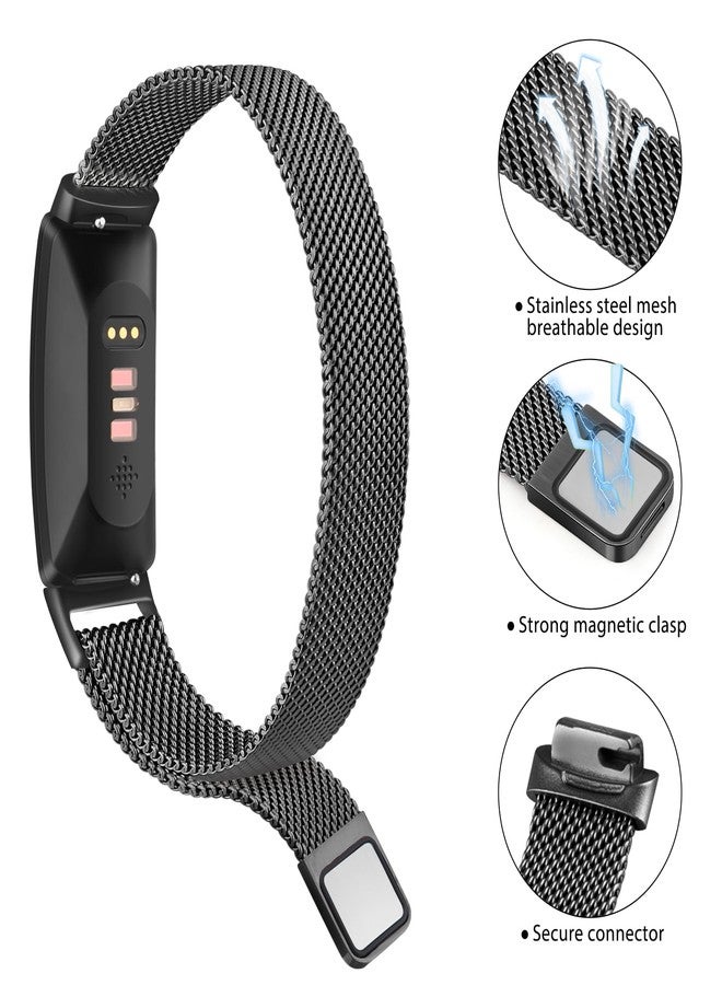 Vanjua for Fitbit Inspire 2 / Inspire 3 / Inspire/Inspire HR Bands Women Men, Stainless Steel Metal Mesh Loop Adjustable Magnetic Wristband Replacement Strap for Fitbit Inspire 2 Fitness Tracker - Image 2
