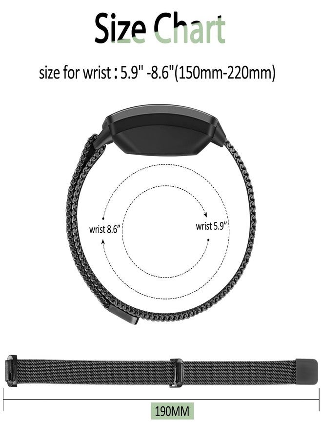 Vanjua for Fitbit Inspire 2 / Inspire 3 / Inspire/Inspire HR Bands Women Men, Stainless Steel Metal Mesh Loop Adjustable Magnetic Wristband Replacement Strap for Fitbit Inspire 2 Fitness Tracker - Image 4