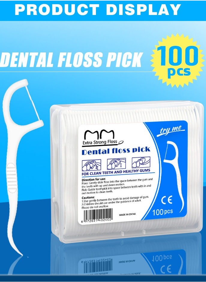 Gasin 100pcs High Tensile Round Thread Disposable Dental Floss Stick Toothpick Oral Care  - Image 1
