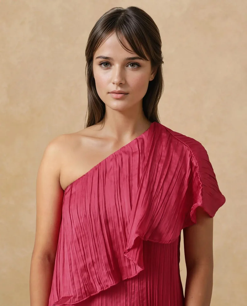 Rareism Women's One Shoulder Fit And Flare Midi Dress