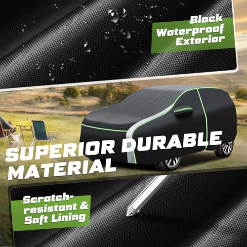 Mixsuper Liner Car Cover for Hyundai Tucson 2004-2026, 7 Layers Waterproof Car Cover Accessories for Tucson with Zipper Door, Windproof Straps, Reflective Strips, Anti-UV, All Weather - Image 5