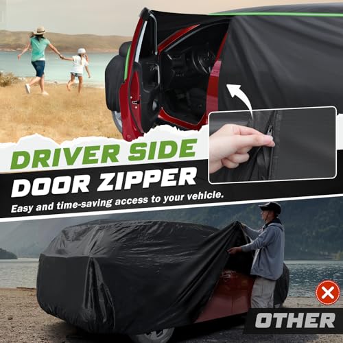 Mixsuper Liner Car Cover for Hyundai Tucson 2004-2026, 7 Layers Waterproof Car Cover Accessories for Tucson with Zipper Door, Windproof Straps, Reflective Strips, Anti-UV, All Weather - Image 3