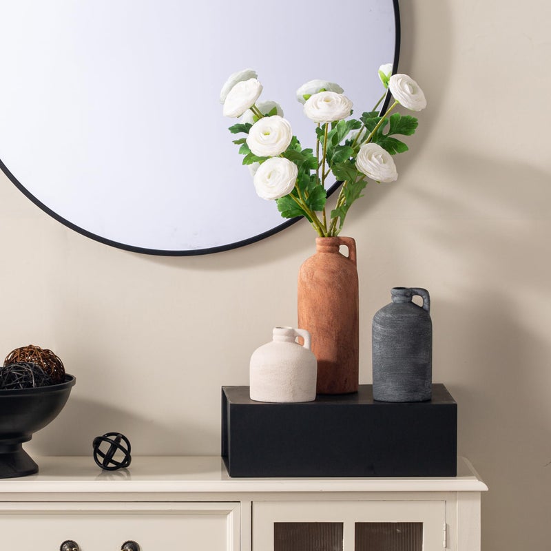 Vanselia Ceramic Vase Home Table Decor - Flower Vase Set of 3 Living Room Kitchen Decorations Farmhouse Modern Rustic Vases Decorative Centerpiece for Shelf Bedroom Office Bathroom Dining Coffee Desk - Image 5