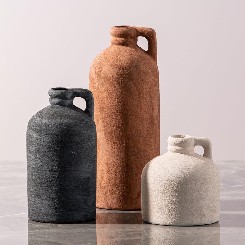Vanselia Ceramic Vase Home Table Decor - Flower Vase Set of 3 Living Room Kitchen Decorations Farmhouse Modern Rustic Vases Decorative Centerpiece for Shelf Bedroom Office Bathroom Dining Coffee Desk - Image 1
