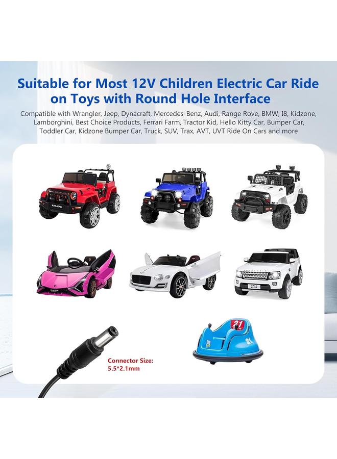 12V Battery Charger for Kids Ride On Toys, Electric Cars, Power Wheels, Motorcycles, ATVs, for Jeep, for Dodge Charger Toy Car Universal adapter for 12V Ride On Vehicles and Small Electric Toys - Image 2