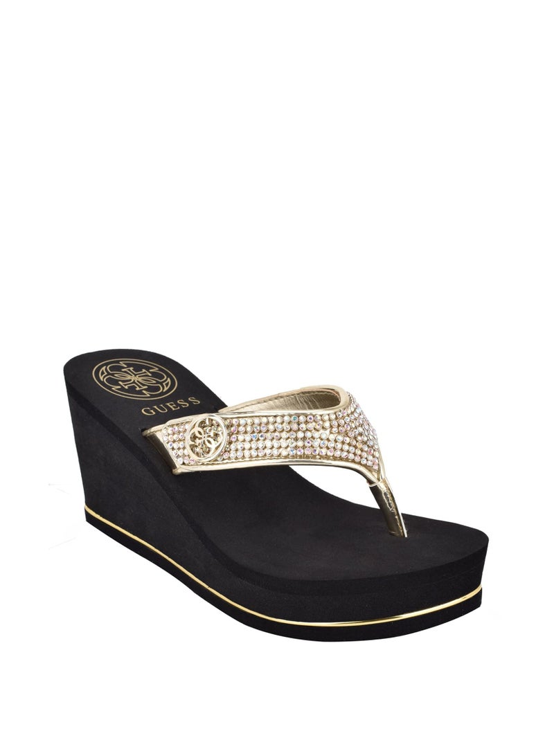 Guess Women's Sarraly4 Wedge Sandal, Gold 771, 11 - Image 1