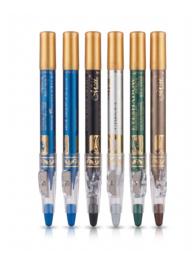 Mn MENOW MeNow Eyeshadow Pencil Set of 6 with Sharpener, Set No. C - Image 2