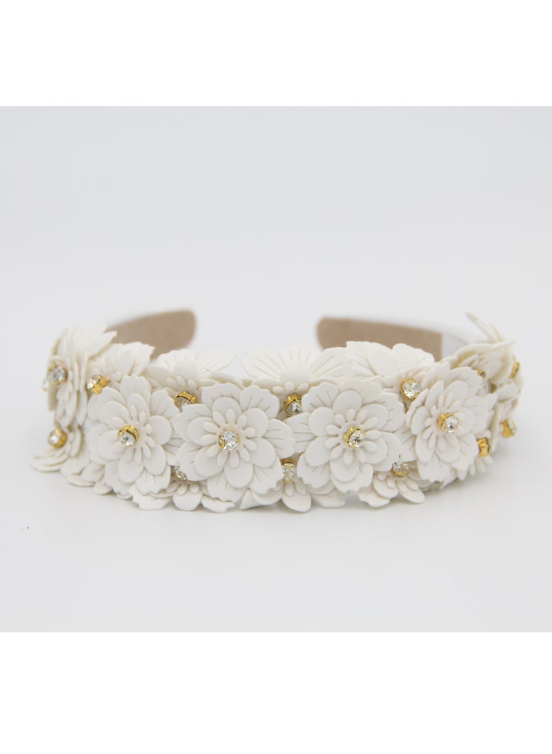 D'Daniela Erica Beige Embroidery Headband  For Girls - Image 4