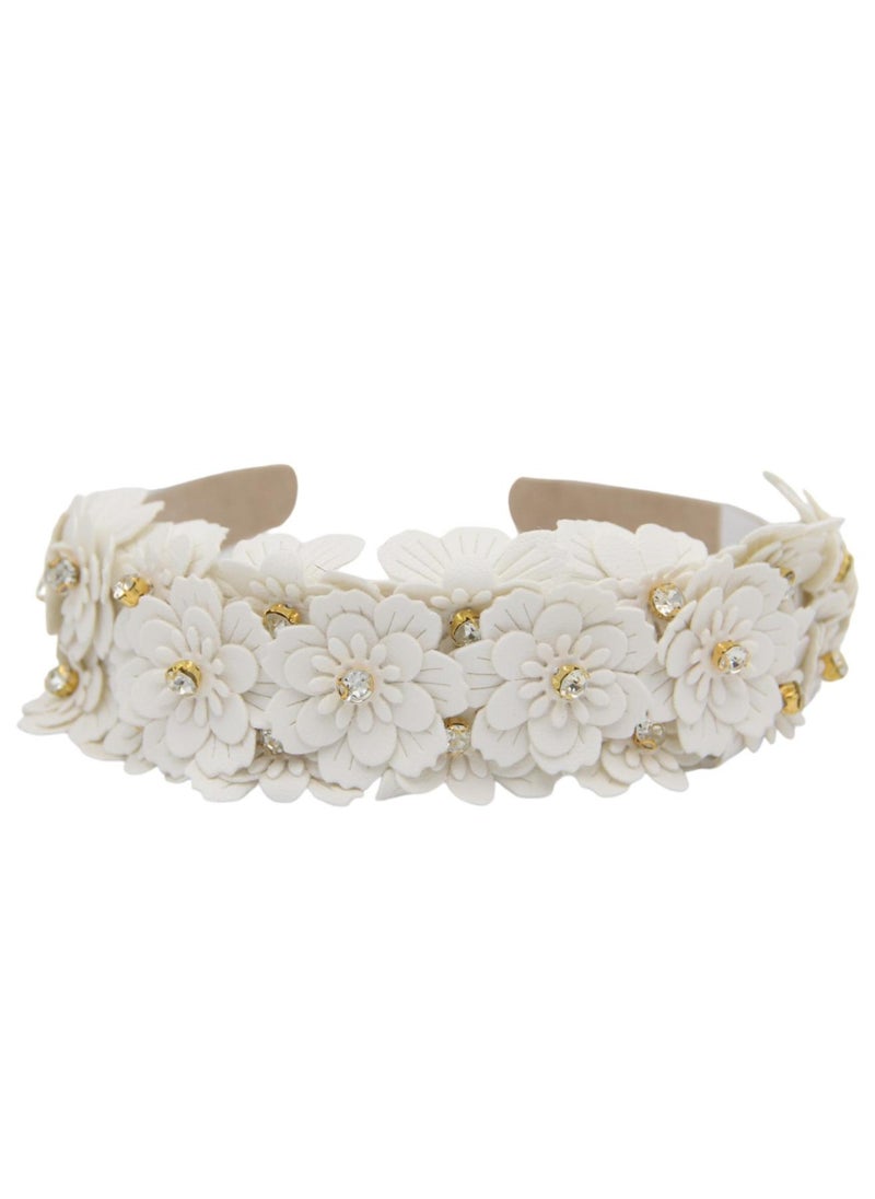 D'Daniela Erica Beige Embroidery Headband  For Girls - Image 1