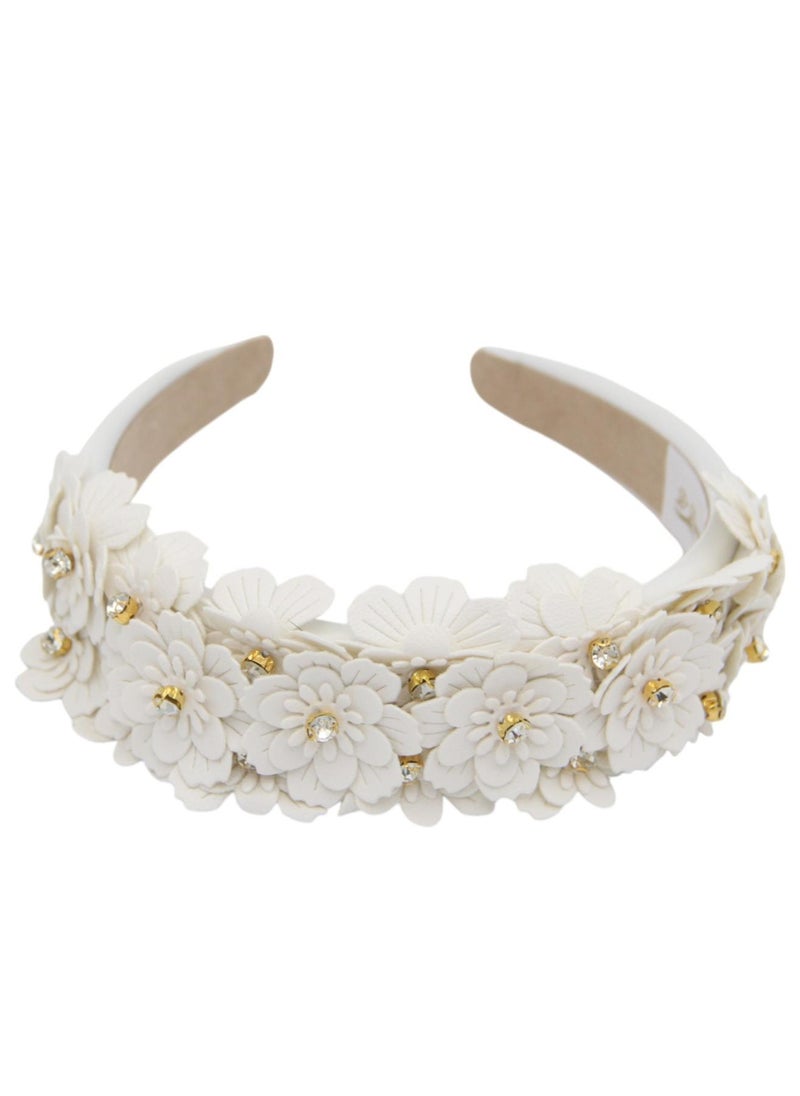 D'Daniela Erica Beige Embroidery Headband  For Girls - Image 2
