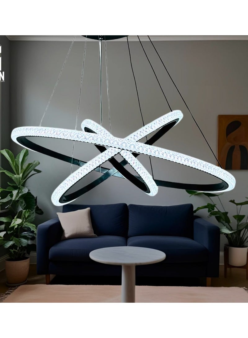 نجفة مودرن حديثة بحلقات LED كليبس دائرية بالريموت لتزيين السقف يناسب جميع الديكورات