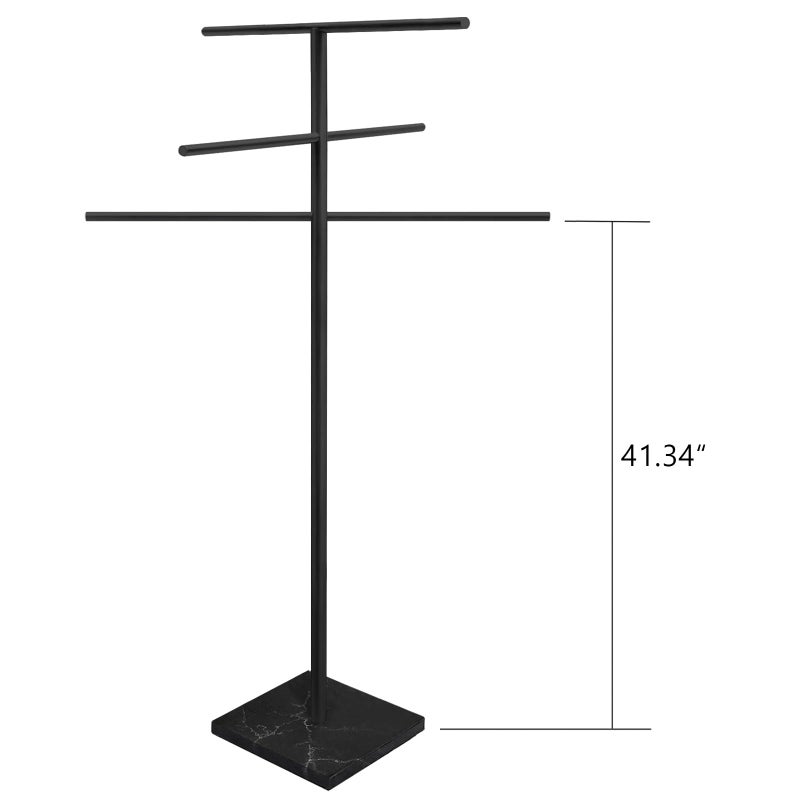 Eadot Marble Base Outdoor Standing Towel Rack for Swimming Pool, Hot Tub Or Spa, 304 Stainless Steel 6 Arms Standing Towel Sheet Holder Blanket Drying Rack Matte Black - Image 2