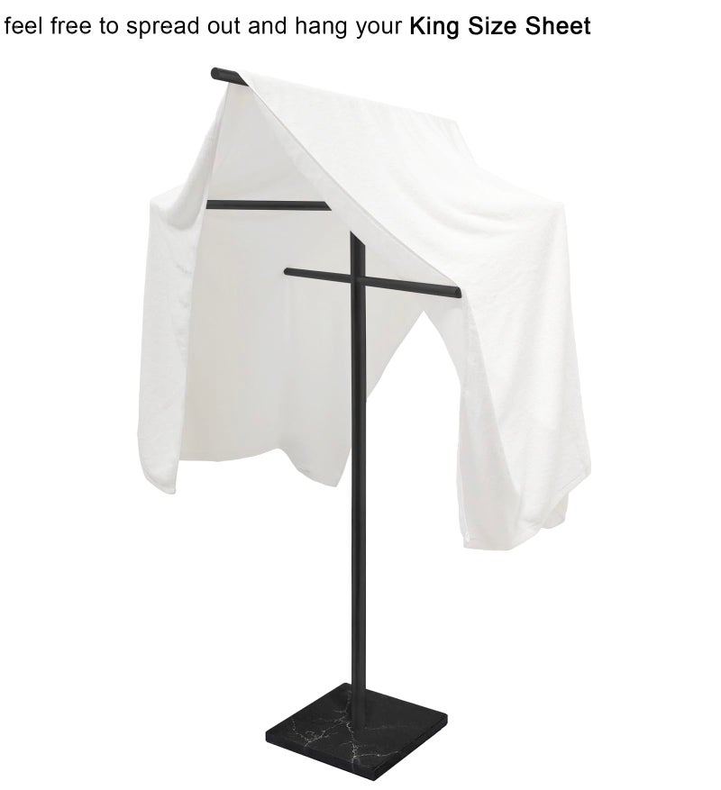 Eadot Marble Base Outdoor Standing Towel Rack for Swimming Pool, Hot Tub Or Spa, 304 Stainless Steel 6 Arms Standing Towel Sheet Holder Blanket Drying Rack Matte Black - Image 3