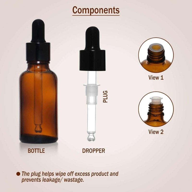 Flora Fresh زجاجة قطارة من الكهرمان - قابلة لإعادة التعبئة ومضادة للتسرب مع سدادة قطارة - مثالية للزيوت الأساسية، السيرومات، مستحضرات التجميل DIY والسوائل بني أسود-100 مل (عبوة من-10) - Image 2