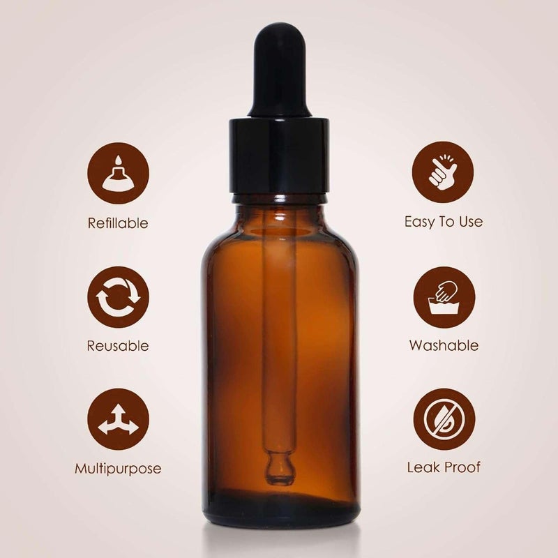 Flora Fresh زجاجة قطارة من الكهرمان - قابلة لإعادة التعبئة ومضادة للتسرب مع سدادة قطارة - مثالية للزيوت الأساسية، السيرومات، مستحضرات التجميل DIY والسوائل بني أسود-100 مل (عبوة من-10) - Image 3