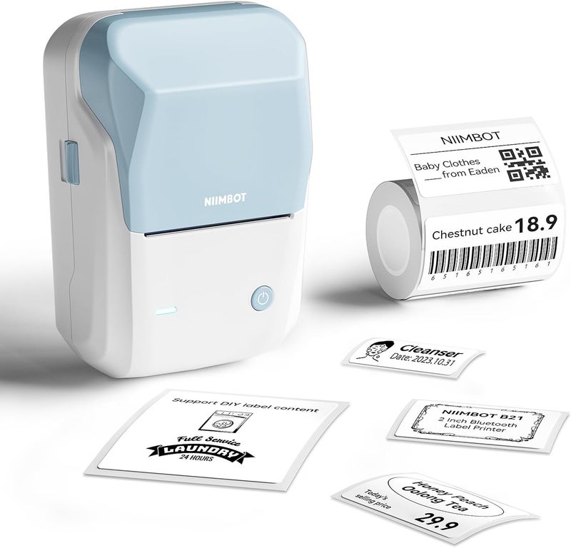 B1 Label Maker with Auto Identification,2 Inch Bluetooth Portable Label Printer Easy to Use for Office, Home, Business (with 2x1.18 inch Label) (Light Blue) - Image 1
