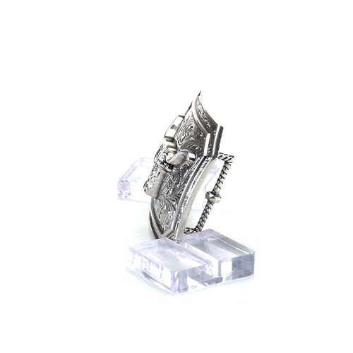 ARIAT Silver Rectangle Buckle with Longhorn Motif and Western Scroll Engraving, Smooth Edge Design, 4" x 3" - Image 5