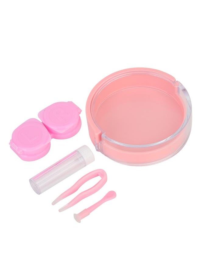 Thoraya Portable Round Transparent Cover Contact Lenses Storage Box Case Container Holder (Pink)  - Image 1