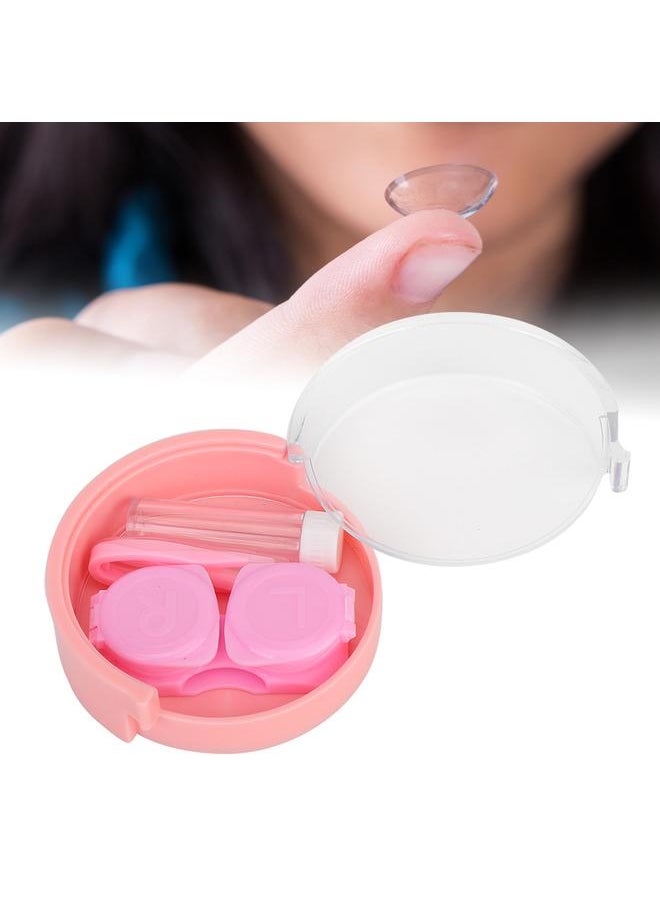 Thoraya Portable Round Transparent Cover Contact Lenses Storage Box Case Container Holder (Pink)  - Image 4