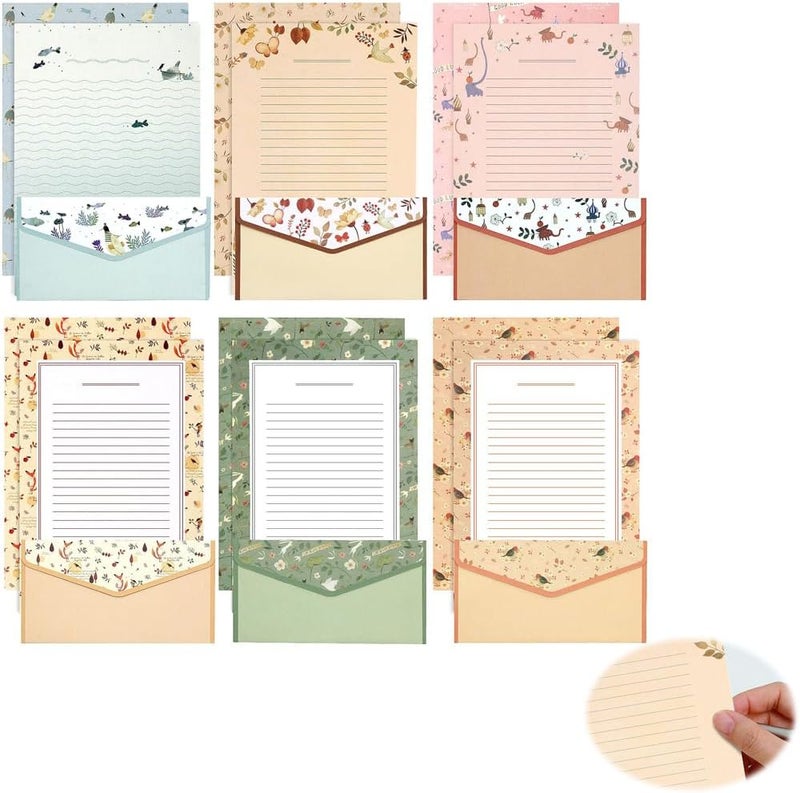 أوراق كتابة ومظاريف، من مجموعة Azonee Sweet Floral Lined Stationery، 36 ورقة كتابة و18 مظروفًا، مناسبة للدعوات والهدايا وتقديم التهاني في الأعياد. - Image 1