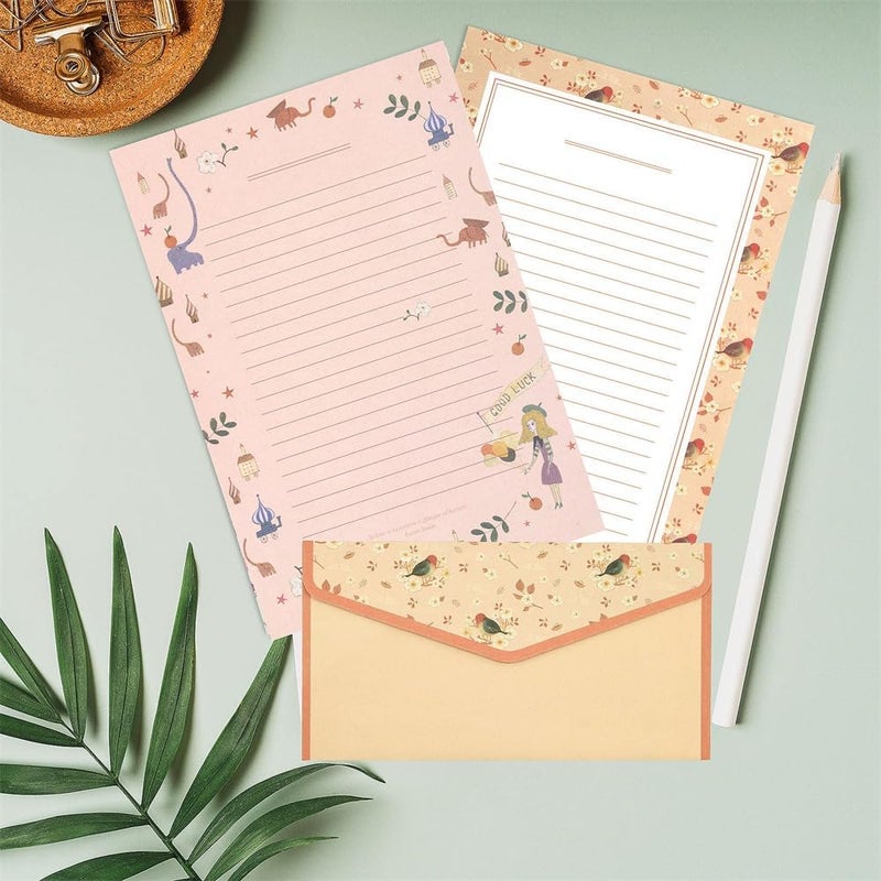 أوراق كتابة ومظاريف، من مجموعة Azonee Sweet Floral Lined Stationery، 36 ورقة كتابة و18 مظروفًا، مناسبة للدعوات والهدايا وتقديم التهاني في الأعياد. - Image 4