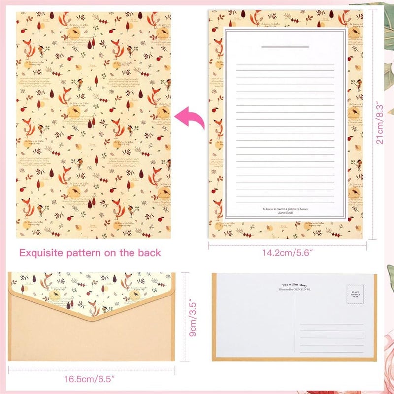 أوراق كتابة ومظاريف، من مجموعة Azonee Sweet Floral Lined Stationery، 36 ورقة كتابة و18 مظروفًا، مناسبة للدعوات والهدايا وتقديم التهاني في الأعياد. - Image 5