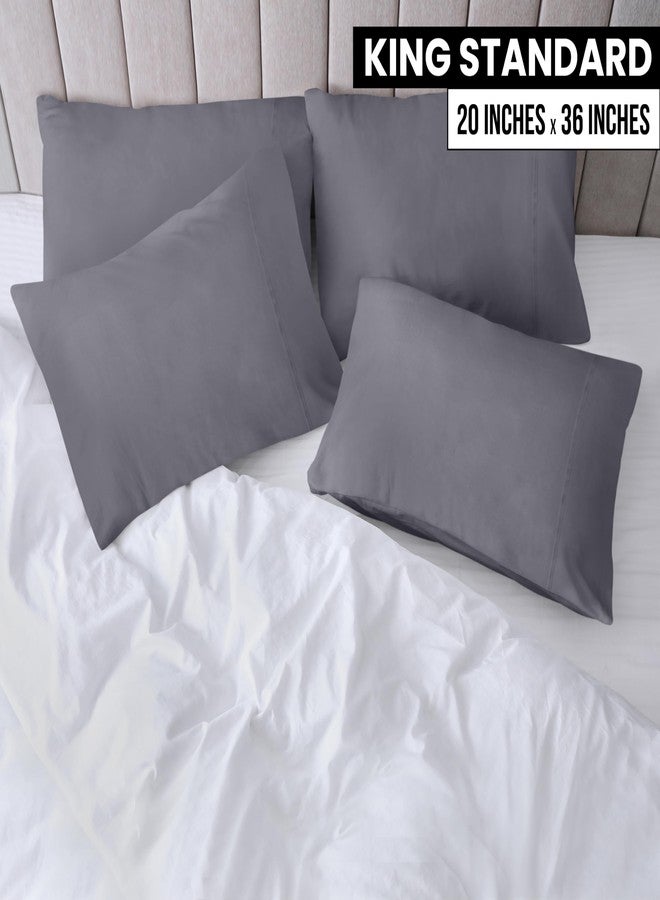 Utopia Bedding King King Pillow Cases - 4 Pack - Envelope Closure - Soft Brushed Microfiber Fabric - Shrinkage and Fade Resistant Pillow Covers 20 X 36 Inches (King Std, Grey) - Image 2