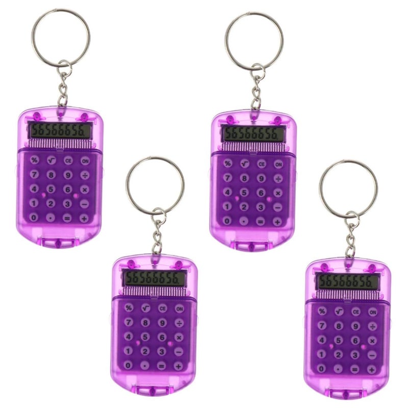 Mini Keychain Calculators 4 Pack Portable Pocket Calculator Key Ring Gift - Image 2