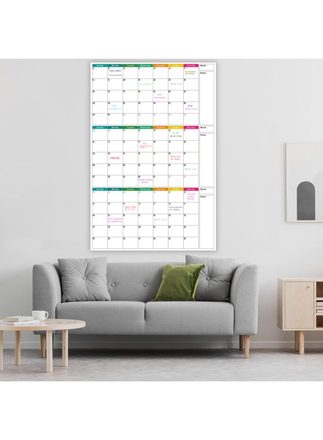 جدول تقويم كبير جدًا للوردية النهارية - جدول أجندة غير مروض لمدة 3 أشهر، ولوحة بيضاء قابلة للمسح وإعادة الاستخدام - Image 4