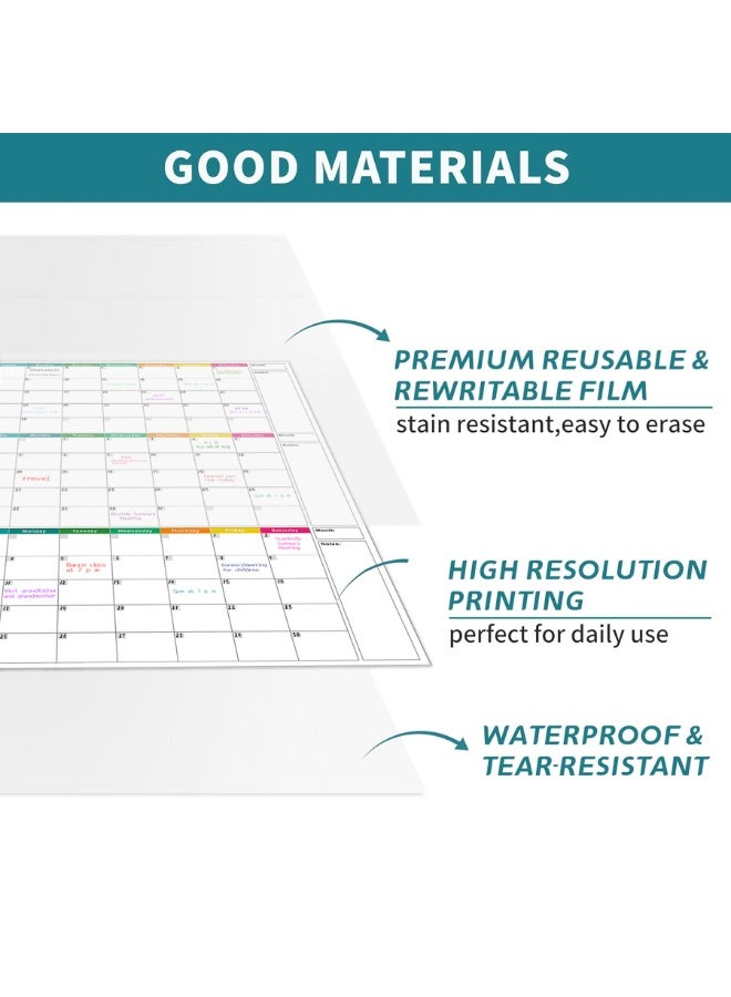 جدول تقويم كبير جدًا للوردية النهارية - جدول أجندة غير مروض لمدة 3 أشهر، ولوحة بيضاء قابلة للمسح وإعادة الاستخدام - Image 5