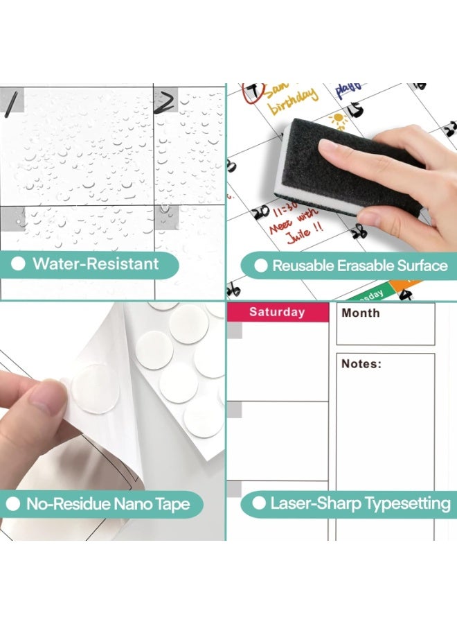 جدول تقويم كبير جدًا للوردية النهارية - جدول أجندة غير مروض لمدة 3 أشهر، ولوحة بيضاء قابلة للمسح وإعادة الاستخدام - Image 3