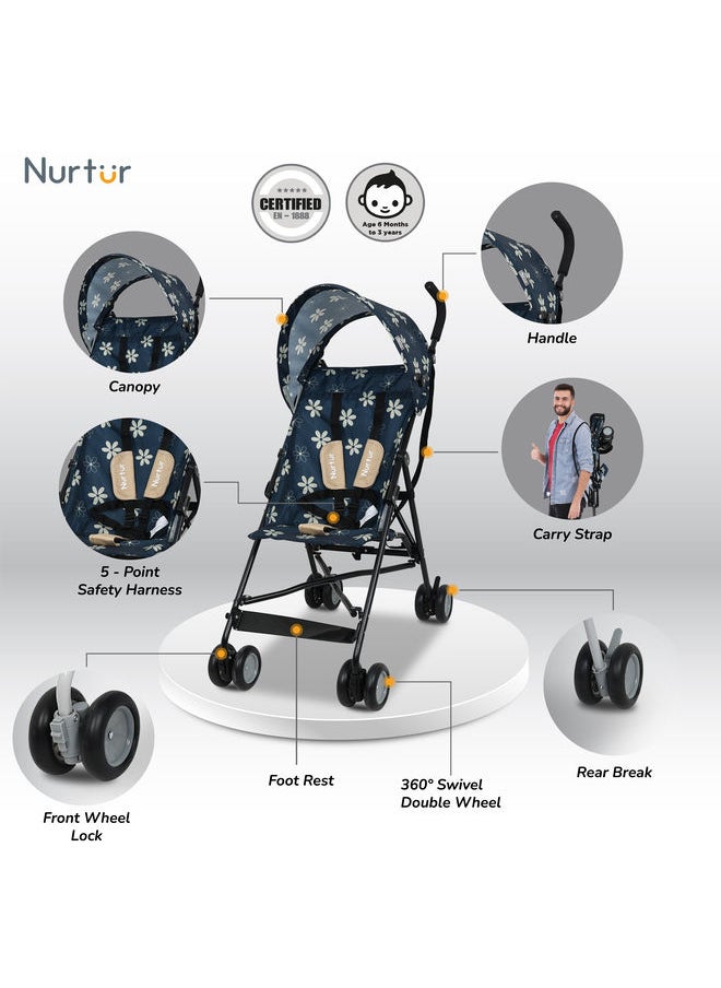Nurtur Rex Buggy Stroller Multicolor Lightweight Stroller With Compact Fold Canopy Shoulder Strap 6 To 36 Months  - Image 2